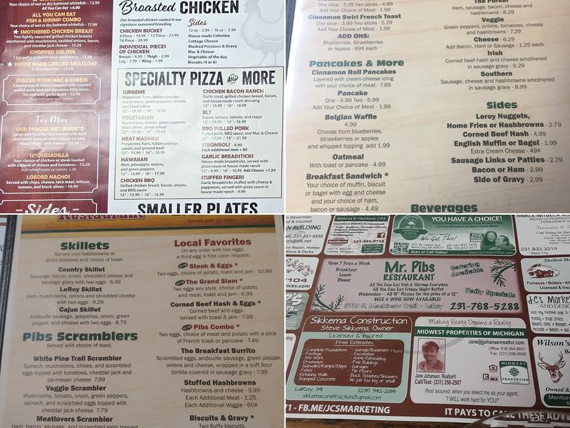 Mr. Pibs Restaurant Menu