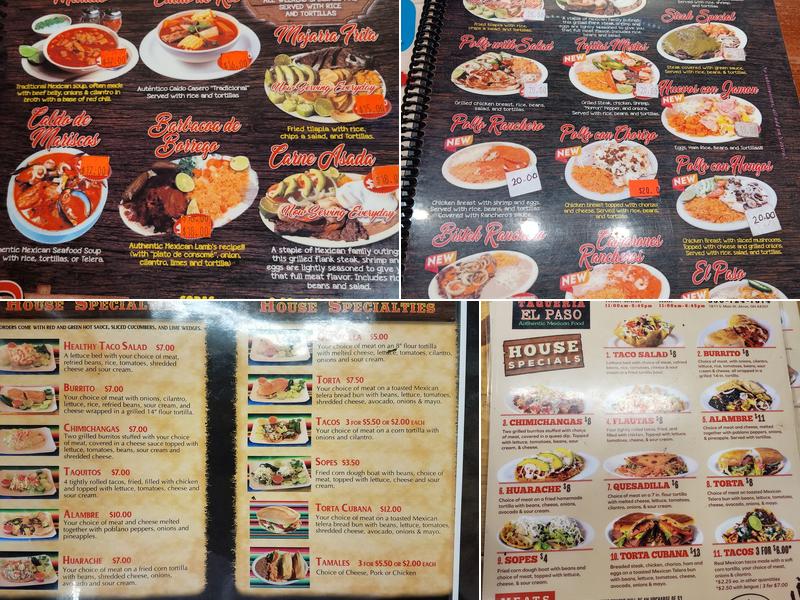 Taqueria El Paso Menu
