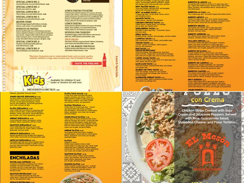 El Meson Mexican Restaurant Menu