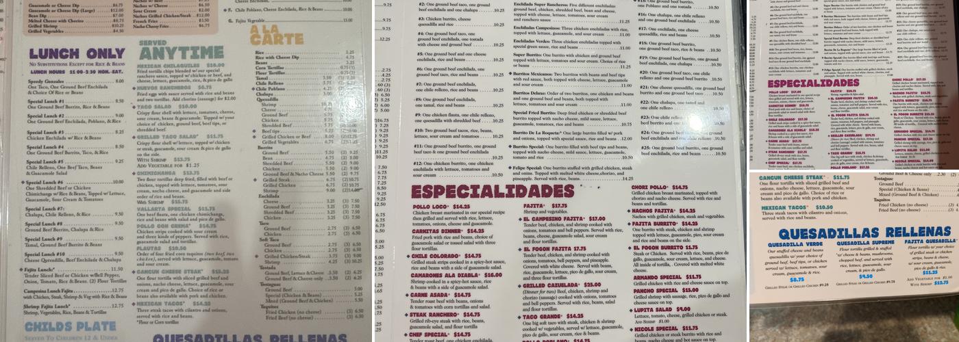 El Fogon Mexican Grill Menu