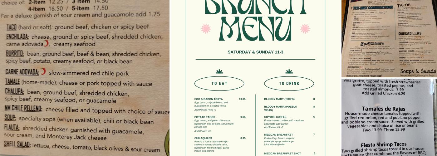 Pancho's Southwestern Grille Menu