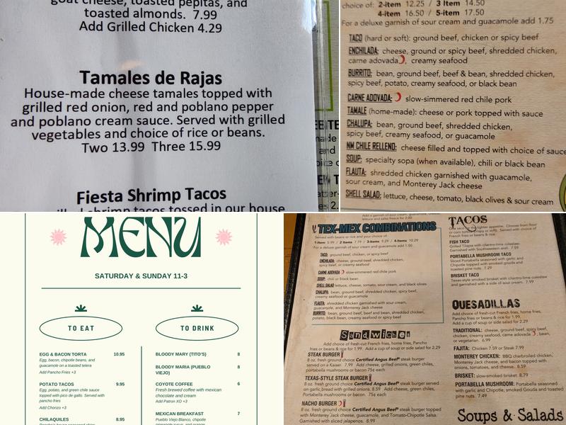 Pancho's Southwestern Grille Menu