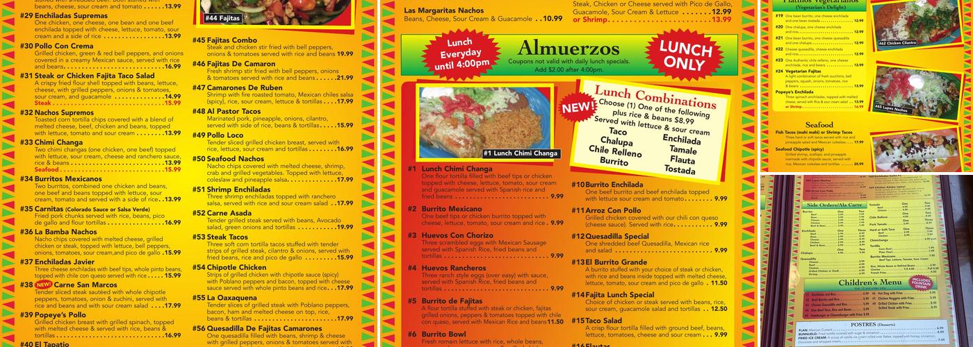 Casa Del Rio Menu