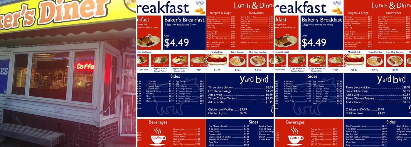 Diana Baker's Diner Menu