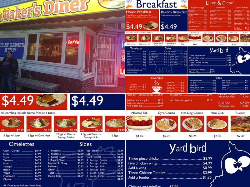 Diana Baker's Diner Menu