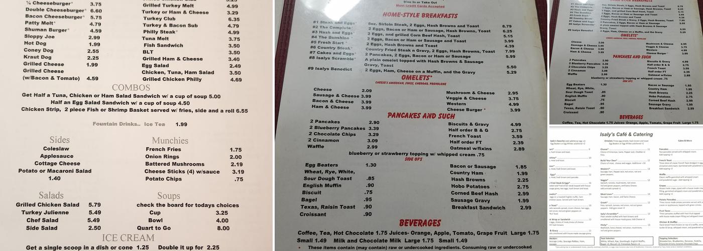 Isaly's Menu