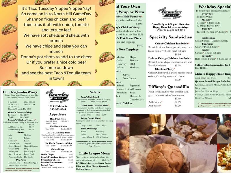 Dante's Gameday Grille Menu