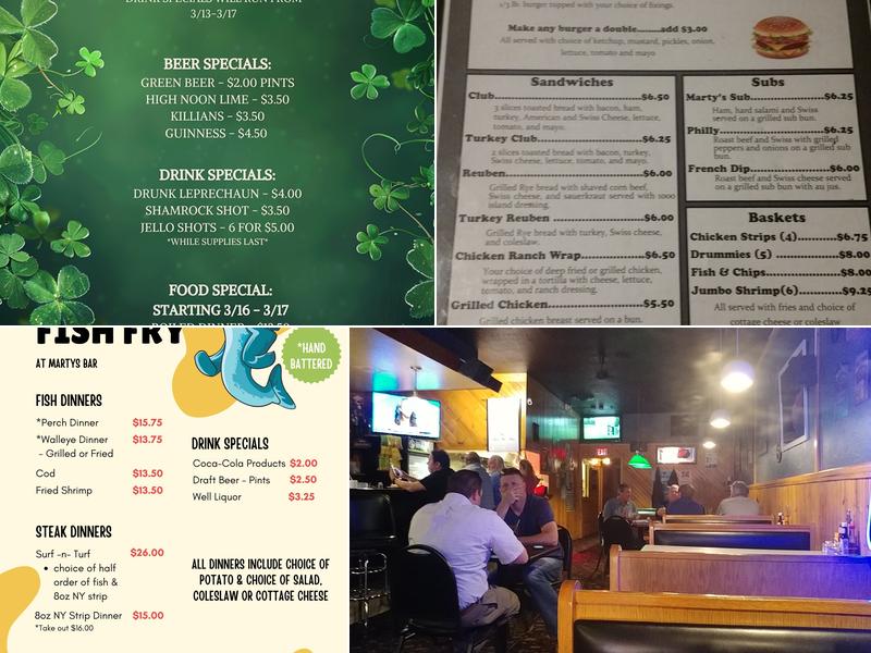 Marty's Bar Menu