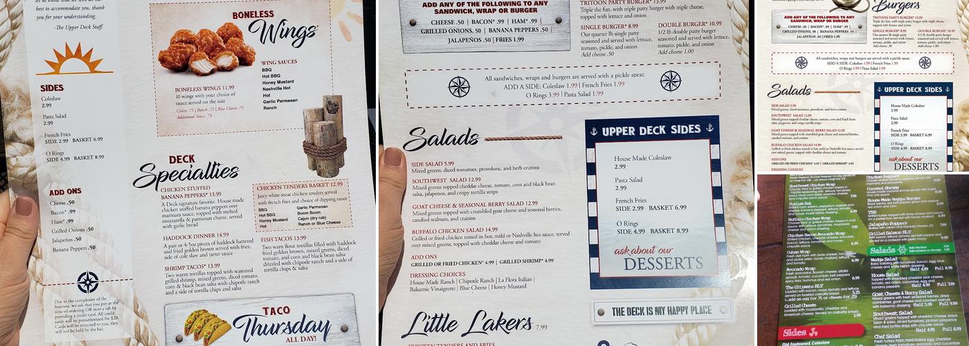 Upper Deck Bar & Grill Menu