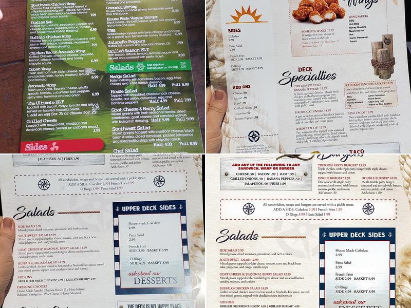 Upper Deck Bar & Grill Menu