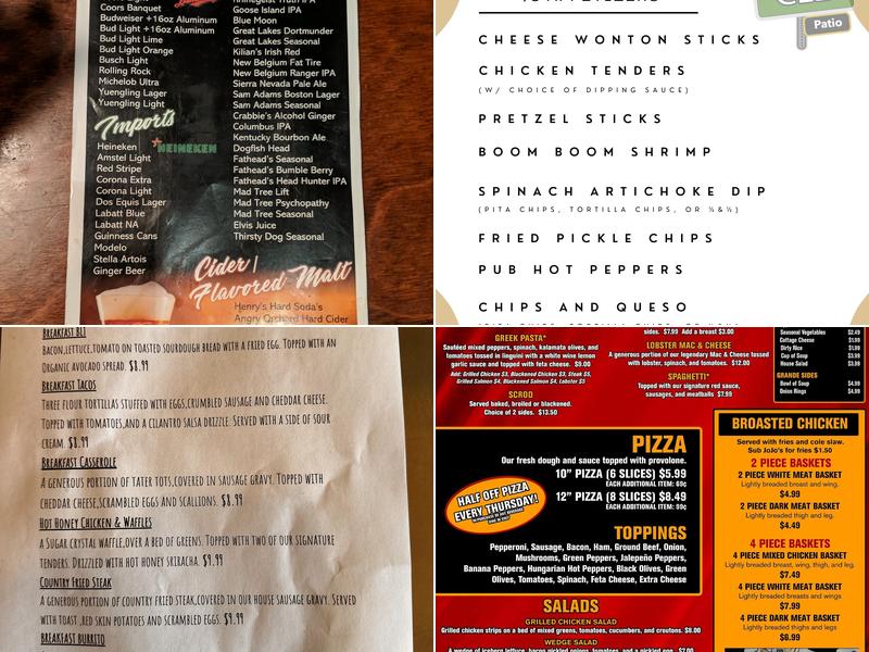 Loby's Bar & Grille Menu