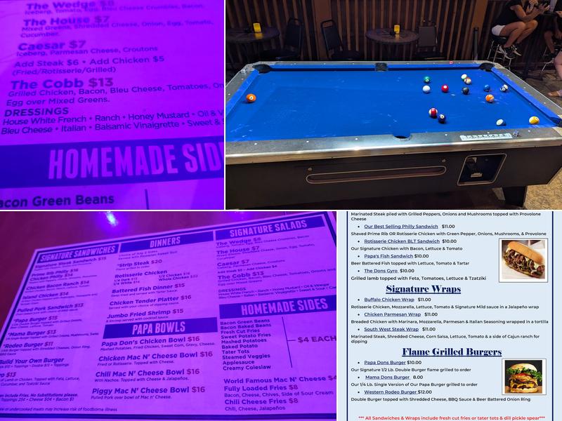 Papa Don's Pub Menu