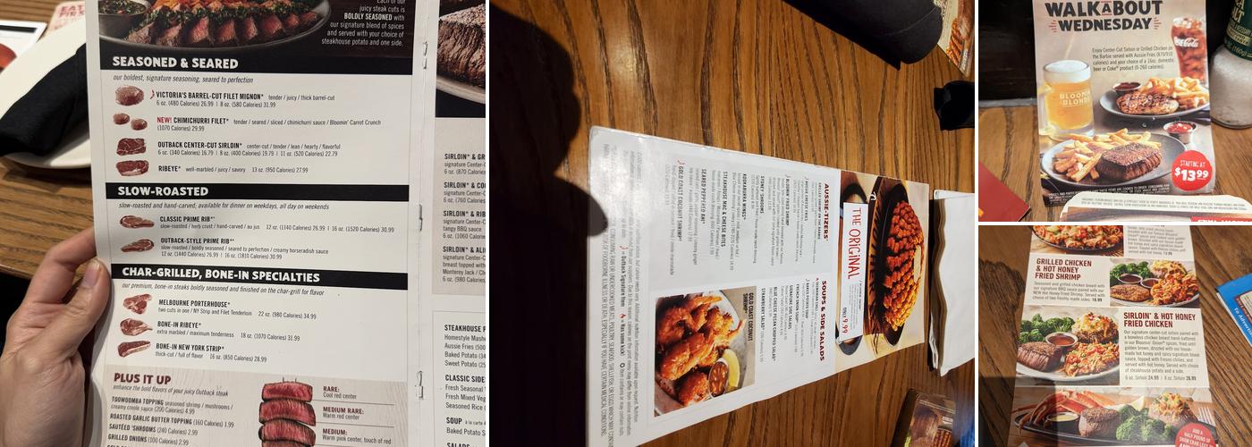 Outback Steakhouse Menu