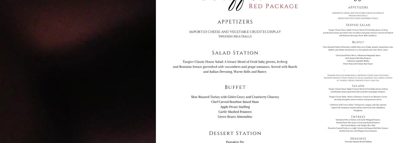 The Tangier Restaurant & Cabaret Menu