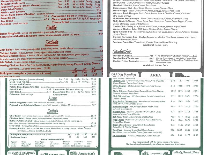 Jim's Pizza Chalet Menu