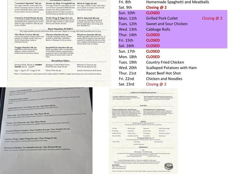 Loretta's Country Kitchen Menu