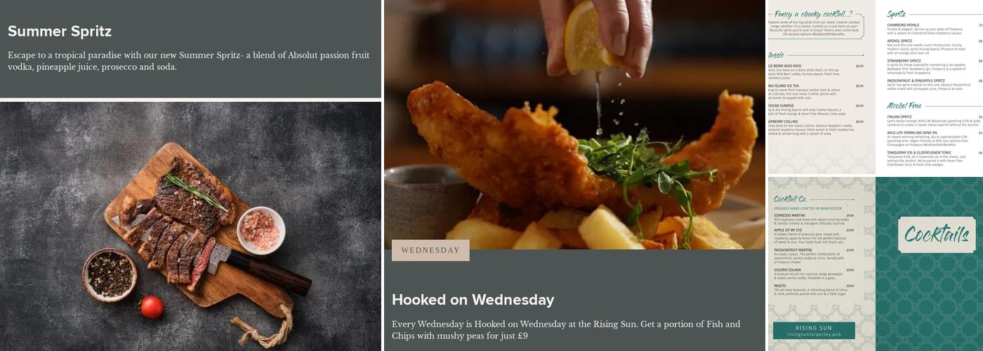 Rising Sun, Tarporley Menu