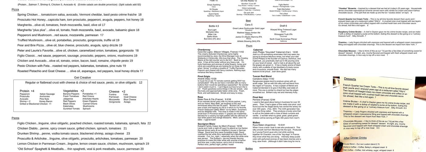 Figlio Wood Fired Pizza Menu