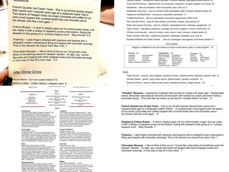 Figlio Wood Fired Pizza Menu