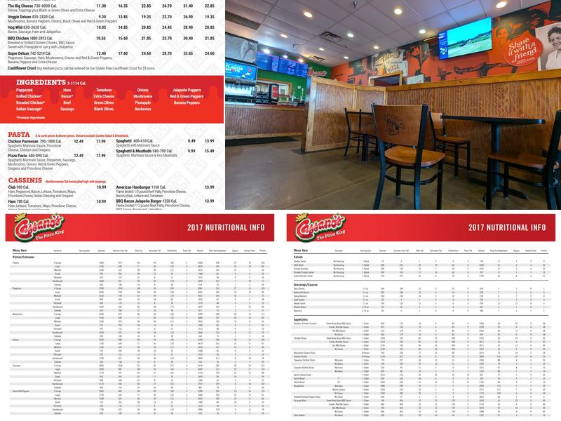 Cassano's Pizza King Menu