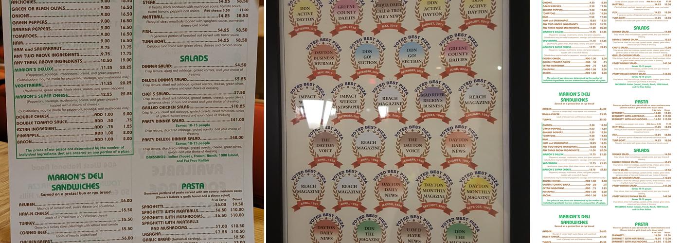 Marion's Piazza Menu