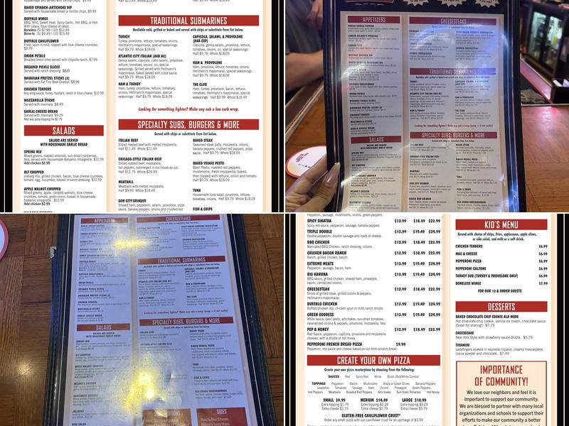 Milano's Pizza, Subs & Taps Menu