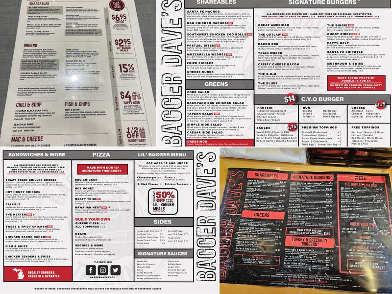 Bagger Dave's Menu