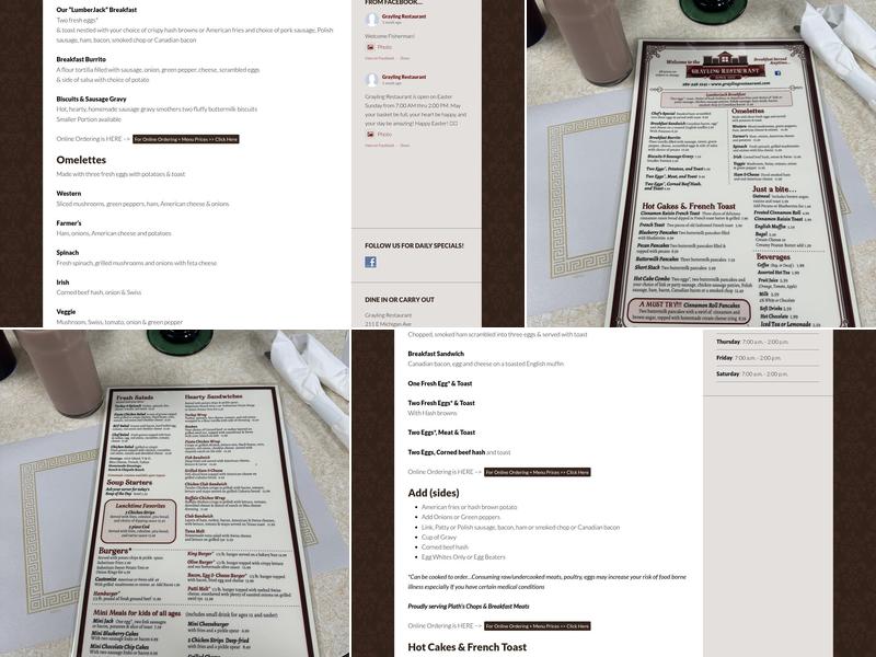 Grayling Restaurant Menu