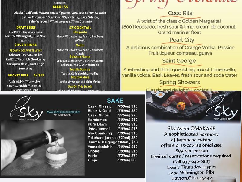 Sky Asian Cuisine Menu
