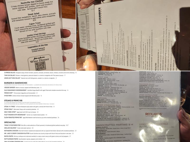 J. Alexander's Restaurant Menu