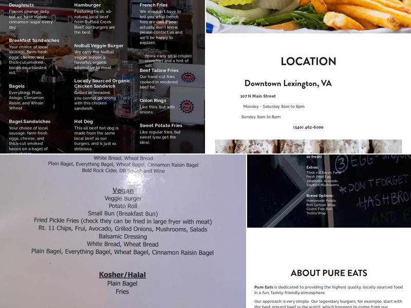 Pure Eats Menu
