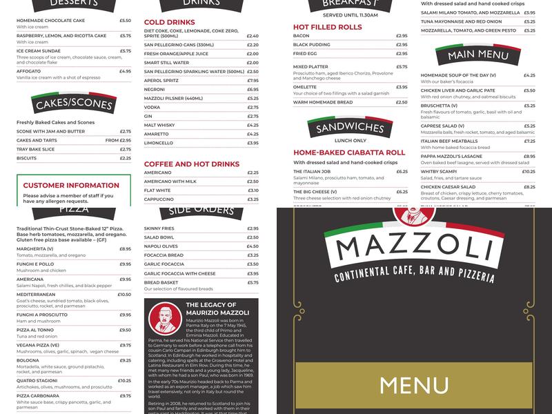MAZZOLI Cafe / Bar Menu
