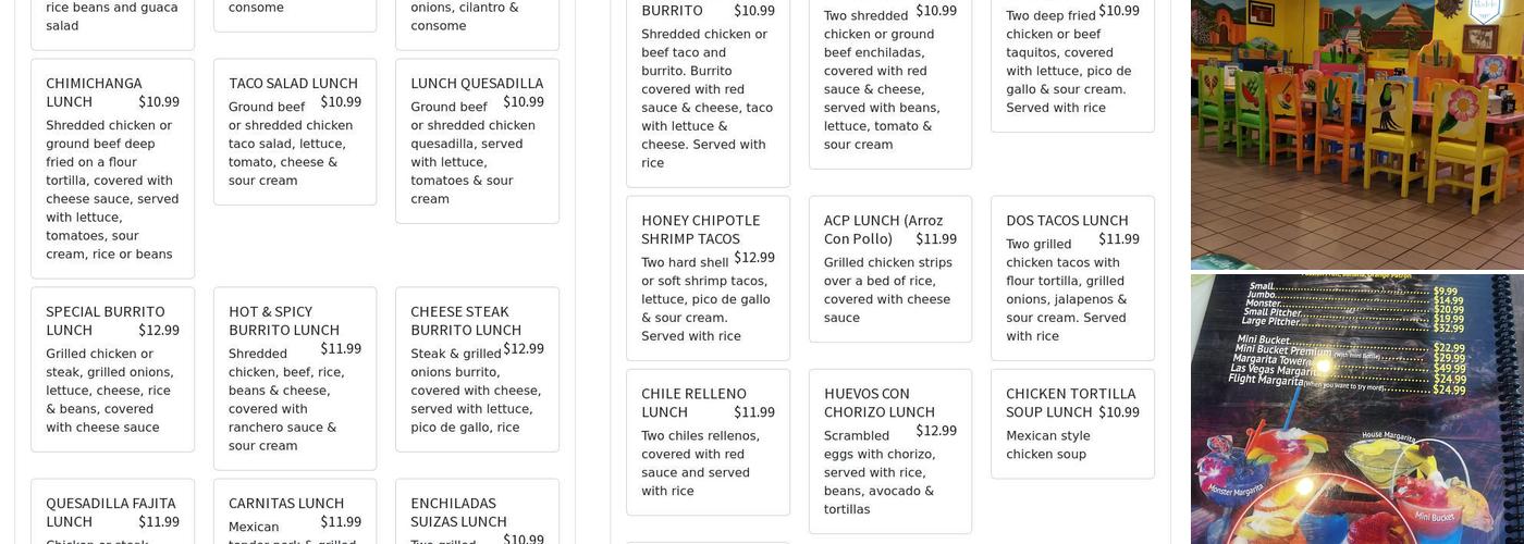 Las Piramides Mexican Restaurant Menu