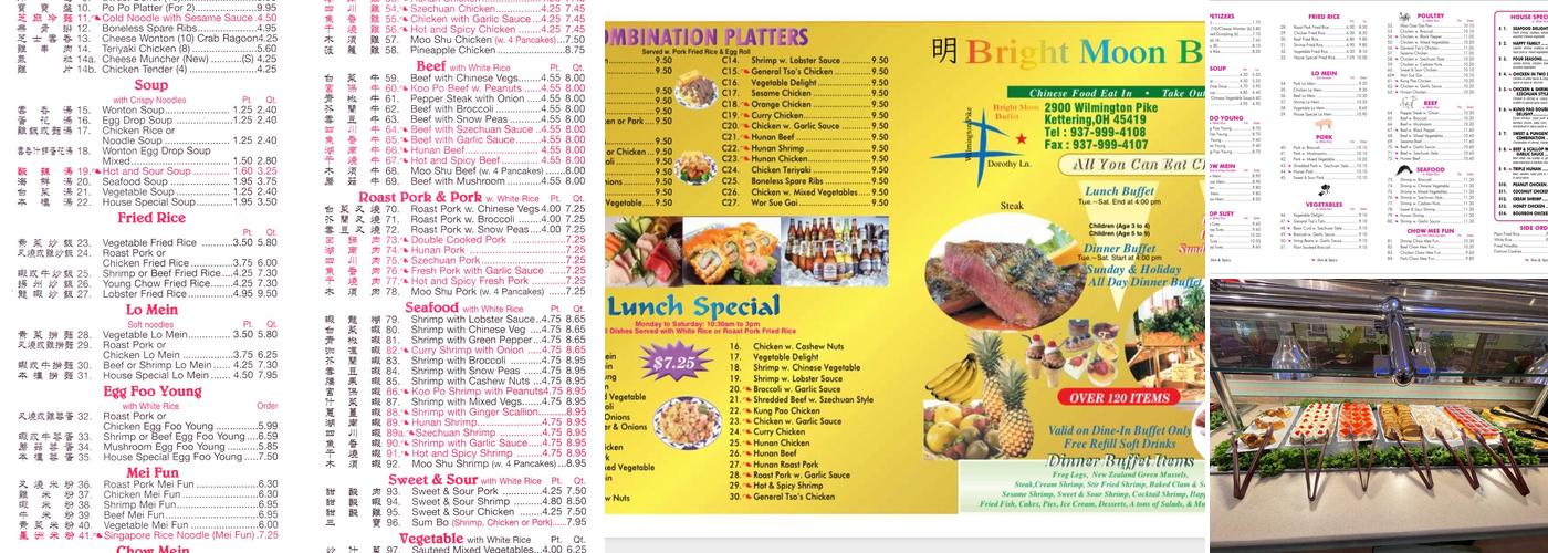 Bright Moon Buffet Menu