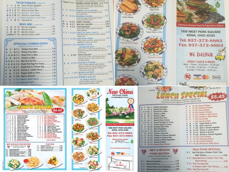 New China Menu