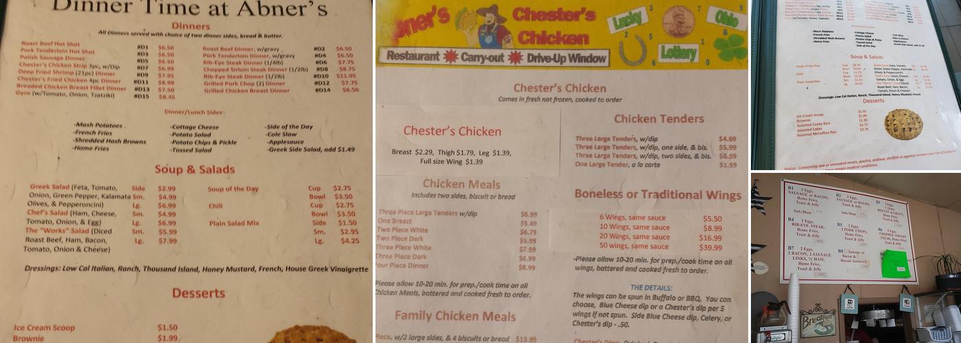 Abner's Restaurant Menu