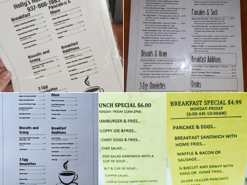 Holly's Home Cooking Menu