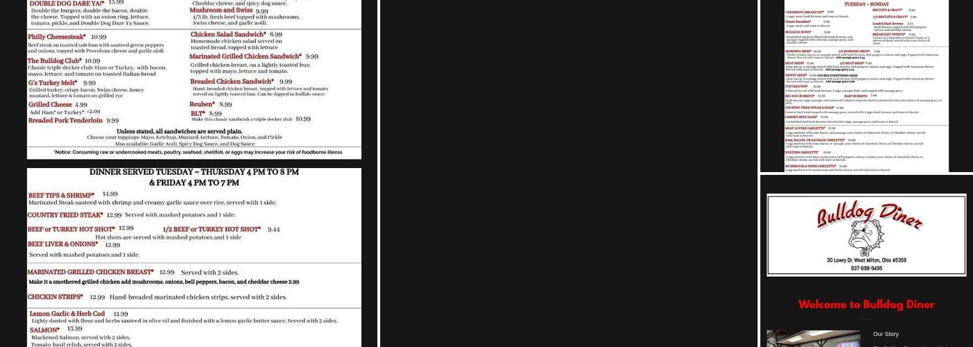 Bulldog Diner Menu