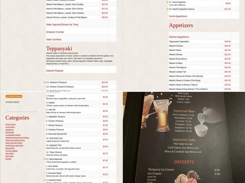 Sake Japanese Restaurant Menu