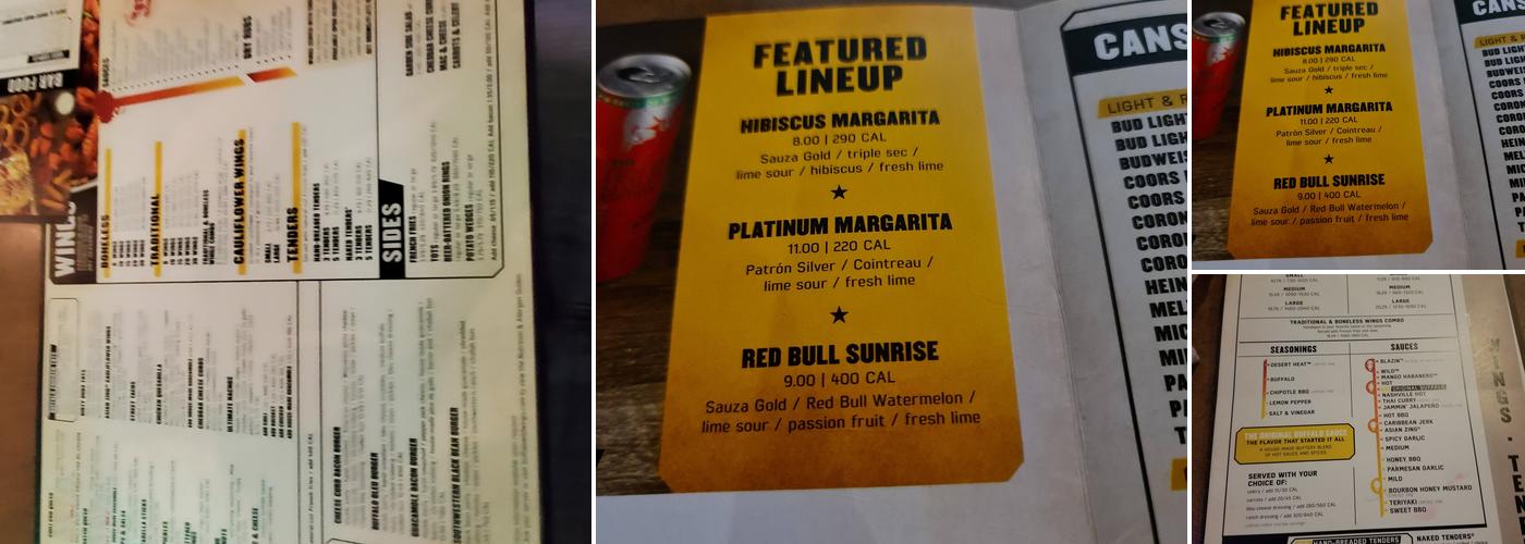 Buffalo Wild Wings Menu
