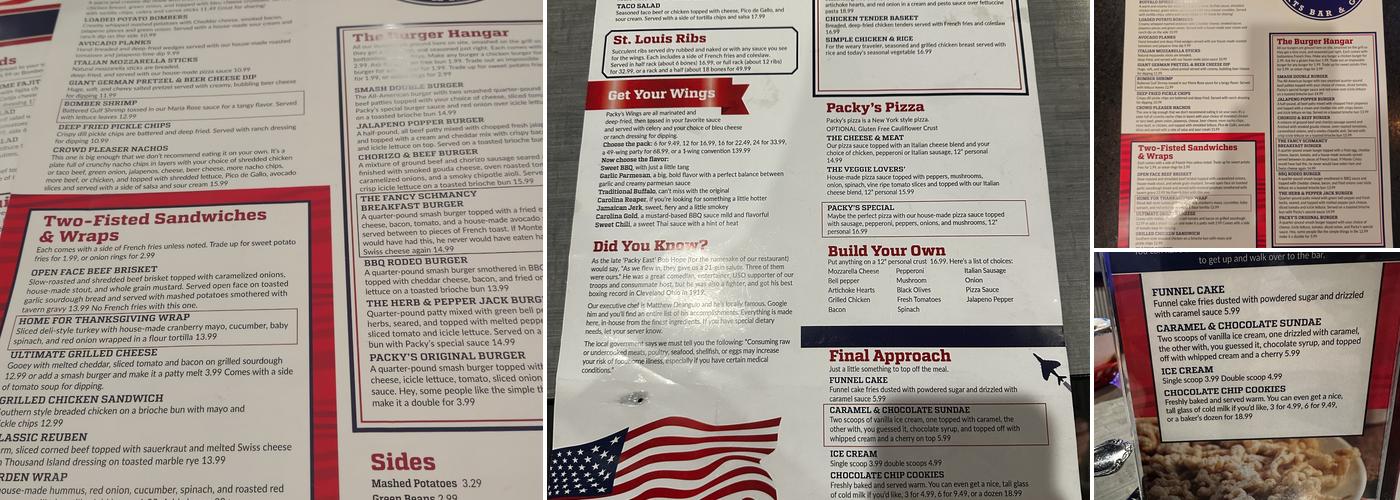 Packy's Sports Bar & Grill Menu