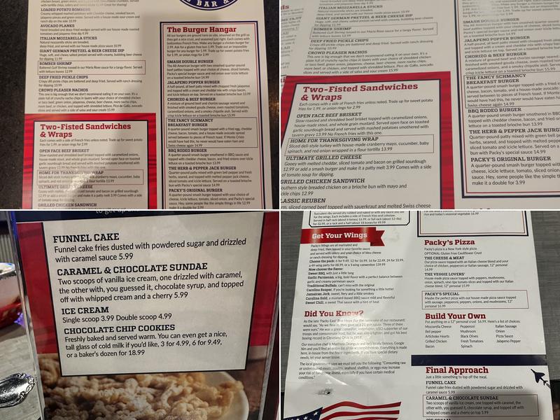Packy's Sports Bar & Grill Menu