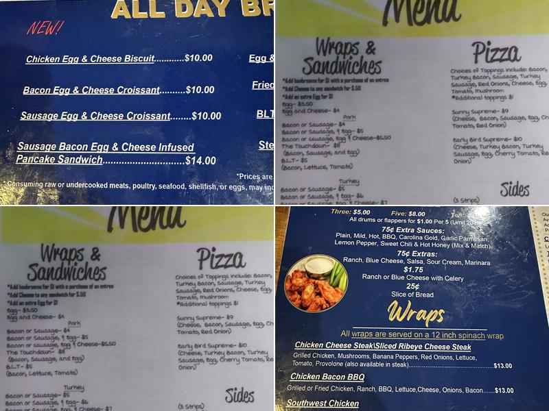 The Front Row Bar and Grill Menu