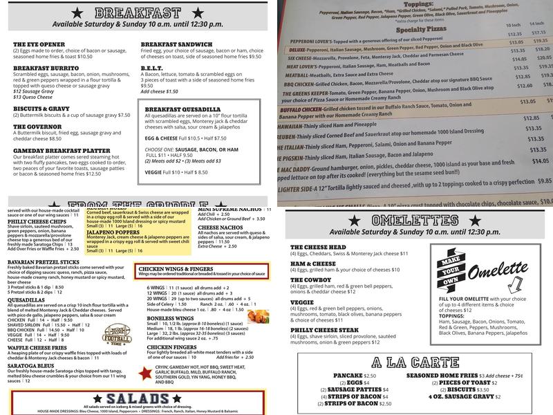 Gameday Grille and Patio Menu