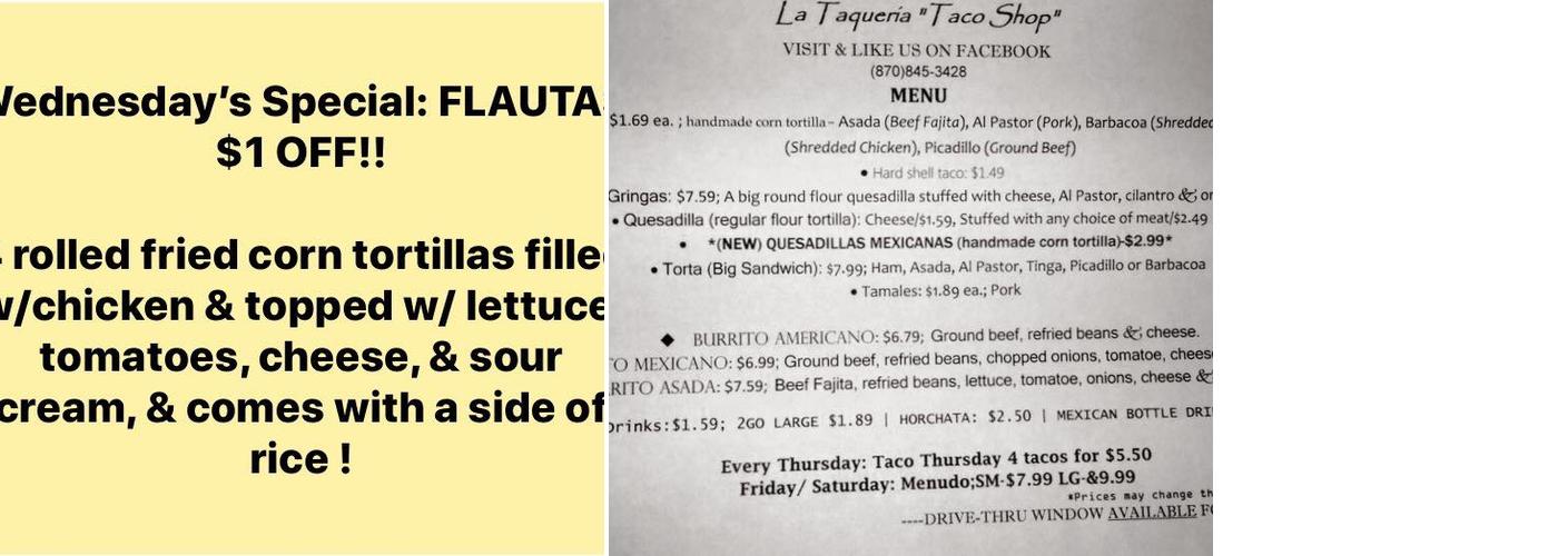 La Taqueria Taco Shop Menu