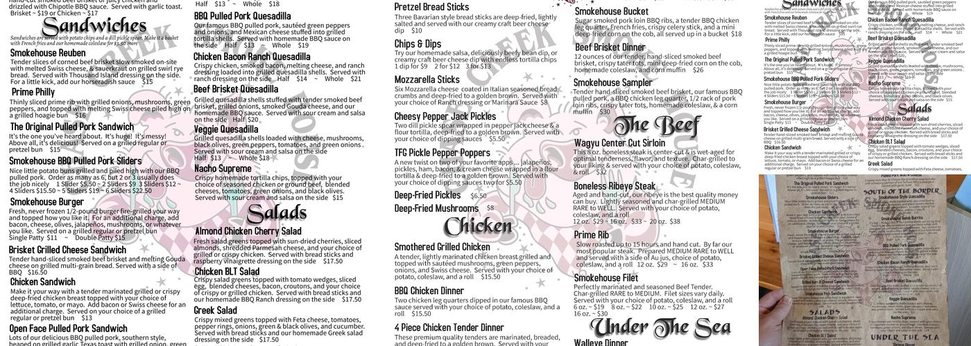Chase Creek Smokehouse Menu