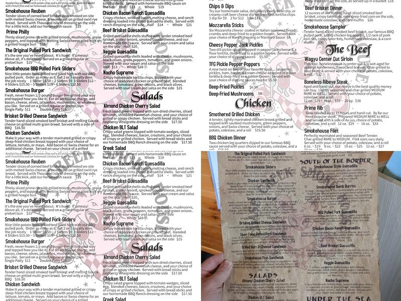 Chase Creek Smokehouse Menu