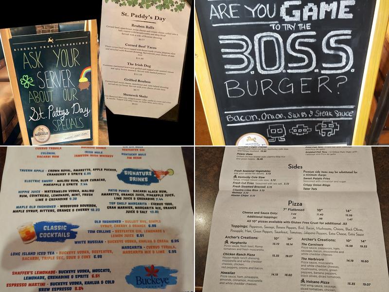 Archers Tavern Kettering Menu