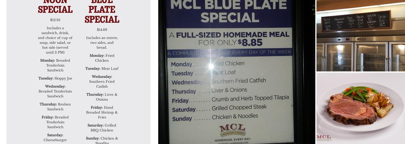 MCL Restaurant & Bakery Kettering Menu