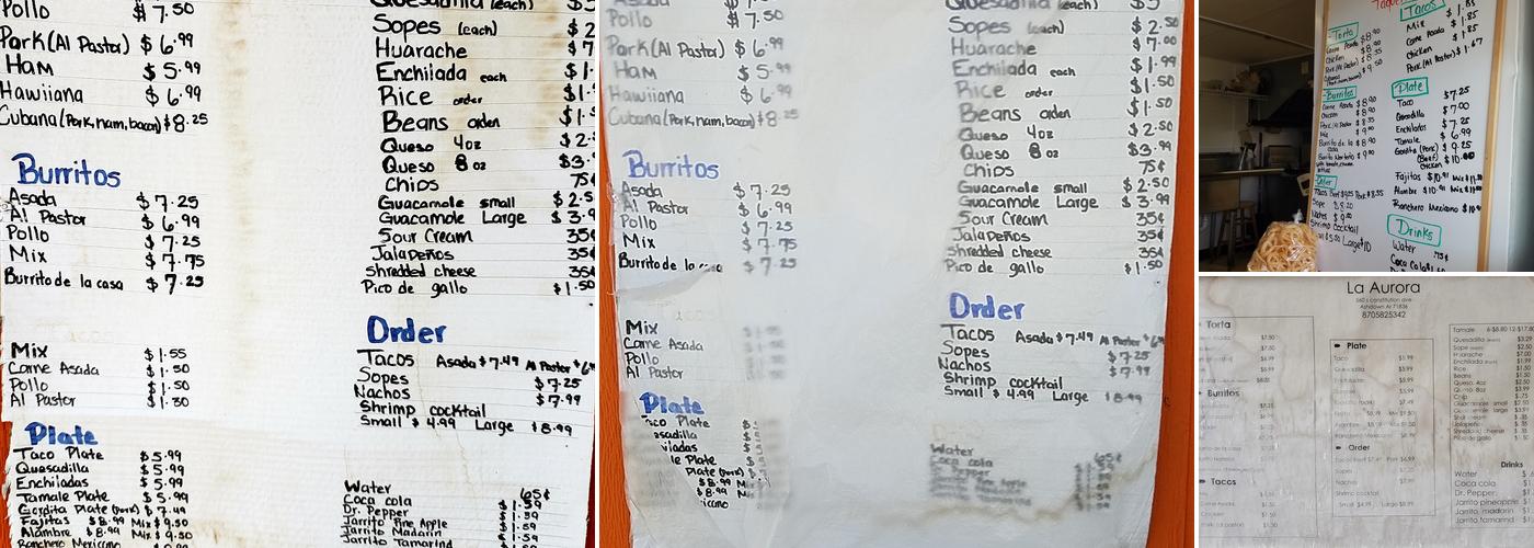 La Aurora Menu